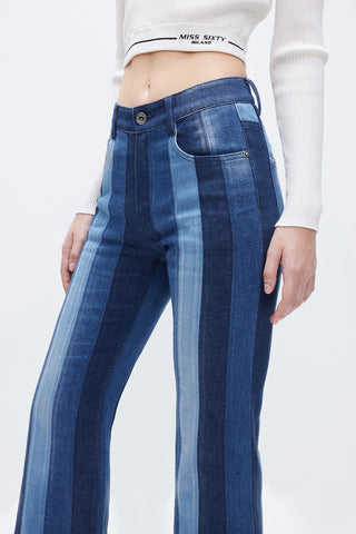 Retro Paneled Slight Flared Jeans