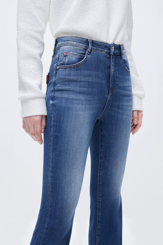 High Waist Cropped Flared Jeans