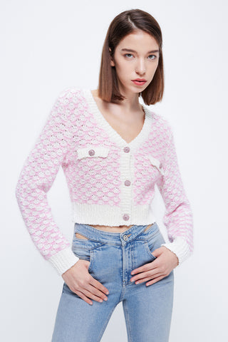 Elegance Pink Knitted Cardigan