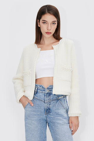 Stylish Wool Jacket With Pearls