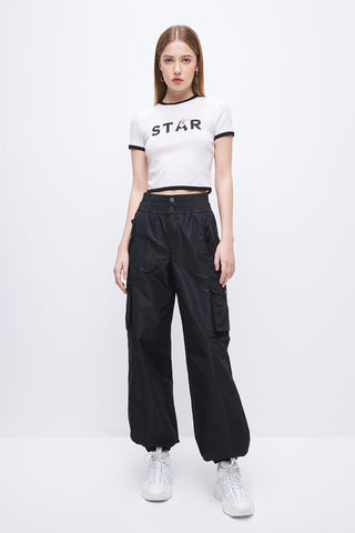 Contrast Print Cropped T-Shirt