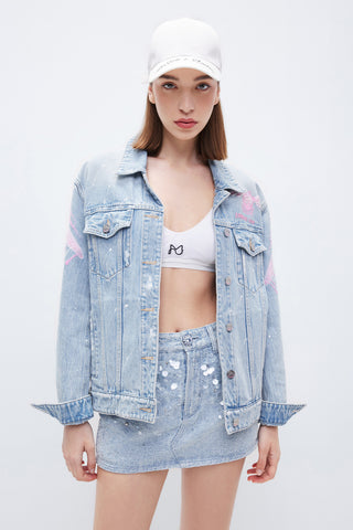 Miss Sixty x ANDRÉ SARAIVA Capsule Collection Spray Paint Effect Denim Jacket
