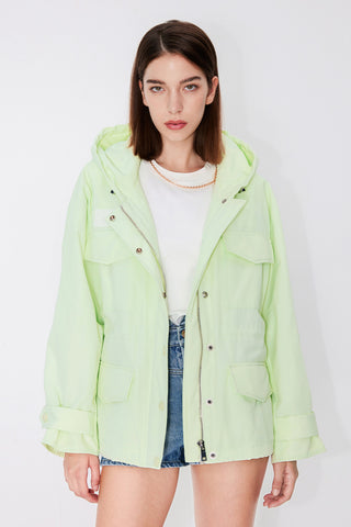 Light Green Hooded Wind-Proof Coat