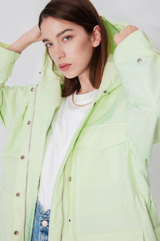 Light Green Hooded Wind-Proof Coat