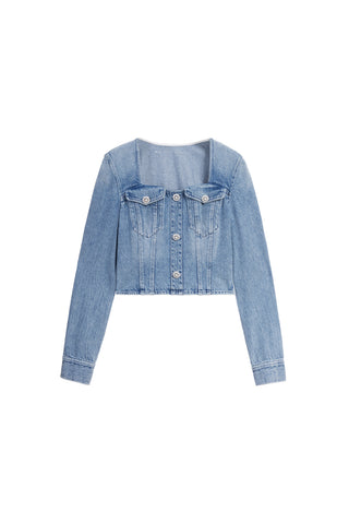 Vintage Square Neck Acetate Denim Shirt