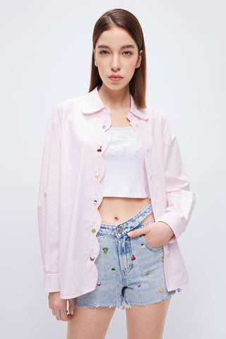 Fruit Decoration Beaded Shirt