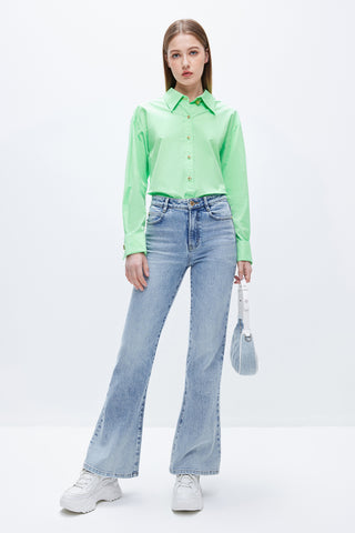 Long Sleeves Shirt With Gold Buttons