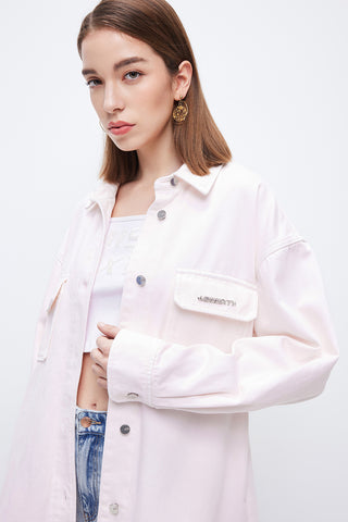 Stylish Light Pink Denim Shirt