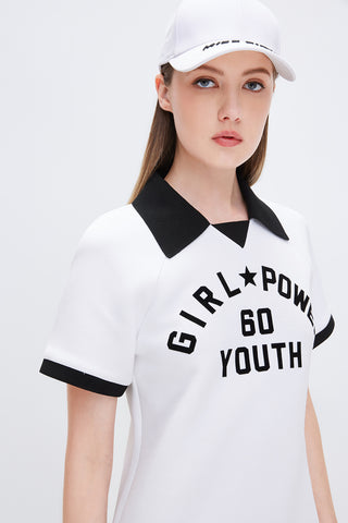 Contrasting Colour English Letter Dress