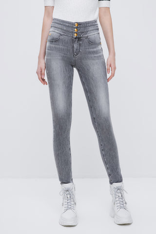 High Waist Skinny Stretchy Silk-Blend Jeans
