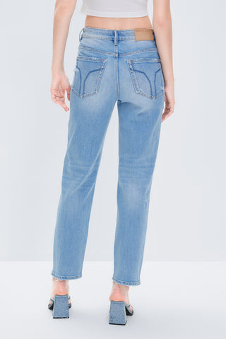 Straight Denim Jeans With Silk
