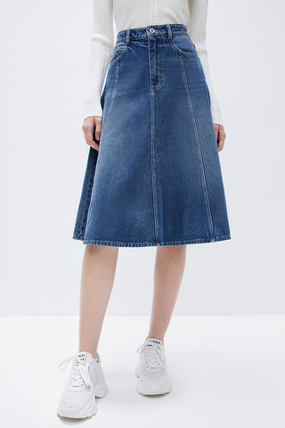 Cotton High Waist Denim Skirt