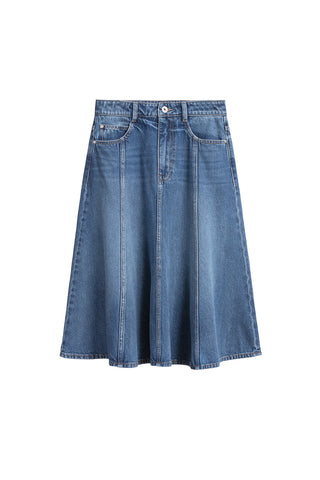 Cotton High Waist Denim Skirt
