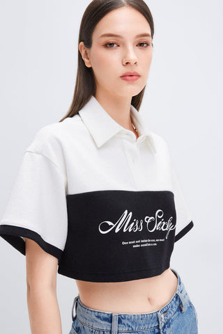 Polo Collar Colourblock Sporty T-Shirt