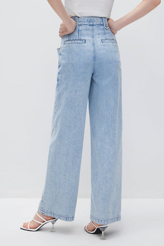 High Waist Wide Leg Cotton Denim Jeans