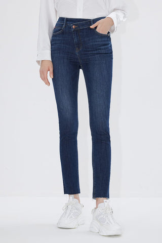 Asymmetrical Waist Super Skinny Jeans