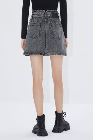 High Waist Denim Skirt With Zip Detail