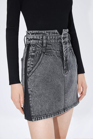 High Waist Denim Skirt With Zip Detail