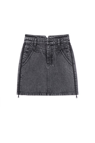 High Waist Denim Skirt With Zip Detail
