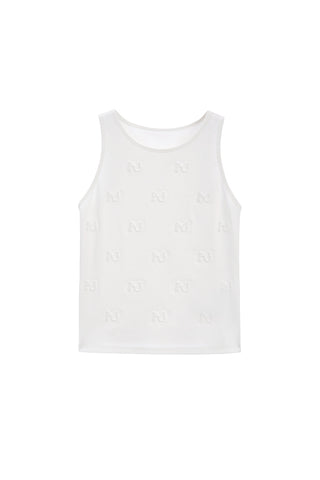 Crew Neck Racer Vest With Embroidered