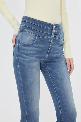 Three-Ring High Waist Slight Flared Jeans