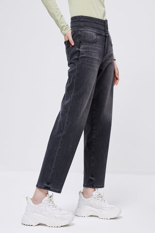 High Waist Straight Fit  Cashmere Jeans